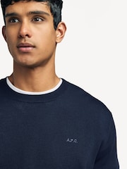 A.P.C. Blue Matt Logo Sweater - Image 6 of 7