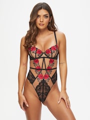 Ann Summers Black Caged Rose Floral Print Embroidery Non Padded Body - Image 1 of 4