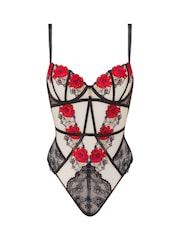Ann Summers Black Caged Rose Floral Print Embroidery Non Padded Body - Image 4 of 4