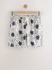 Navy/White Floral Embroidered Elasticated Waist Shorts - Image 5 of 9