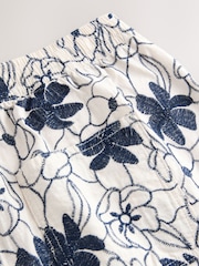 Navy/White Floral Embroidered Elasticated Waist Shorts - Image 8 of 9
