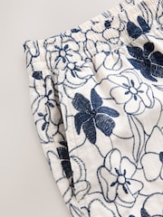 Navy/White Floral Embroidered Elasticated Waist Shorts - Image 9 of 9
