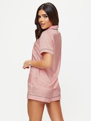 Ann Summers Pink Signature Satin Revere Pyjamas Set - Image 2 of 4