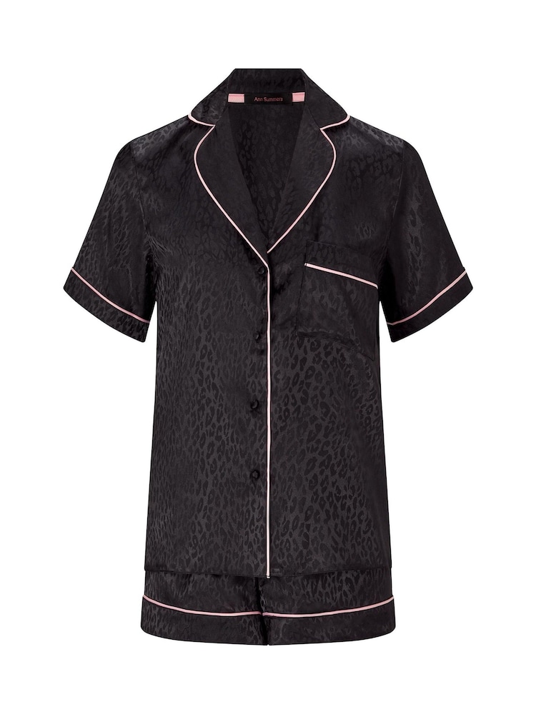 Ann Summers Black Signature Satin Revere Pyjamas Set - Image 4 of 4