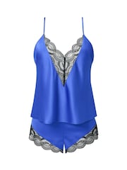 Ann Summers Blue Adoration Satin Lace Cami Pyjama Set - Image 5 of 5