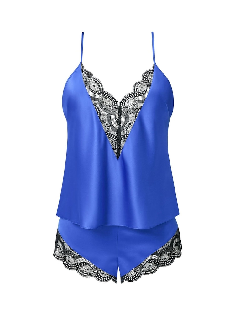 Ann Summers Blue Adoration Satin Lace Cami Pyjama Set - Image 5 of 5