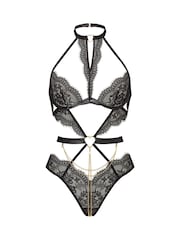 Ann Summers Black Love Mi Amor Crotchless Lace Body With Gold Heart Chain Detail - Image 5 of 5