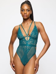 Ann Summers Green The Obsession Floral Print Lace Body - Image 1 of 4