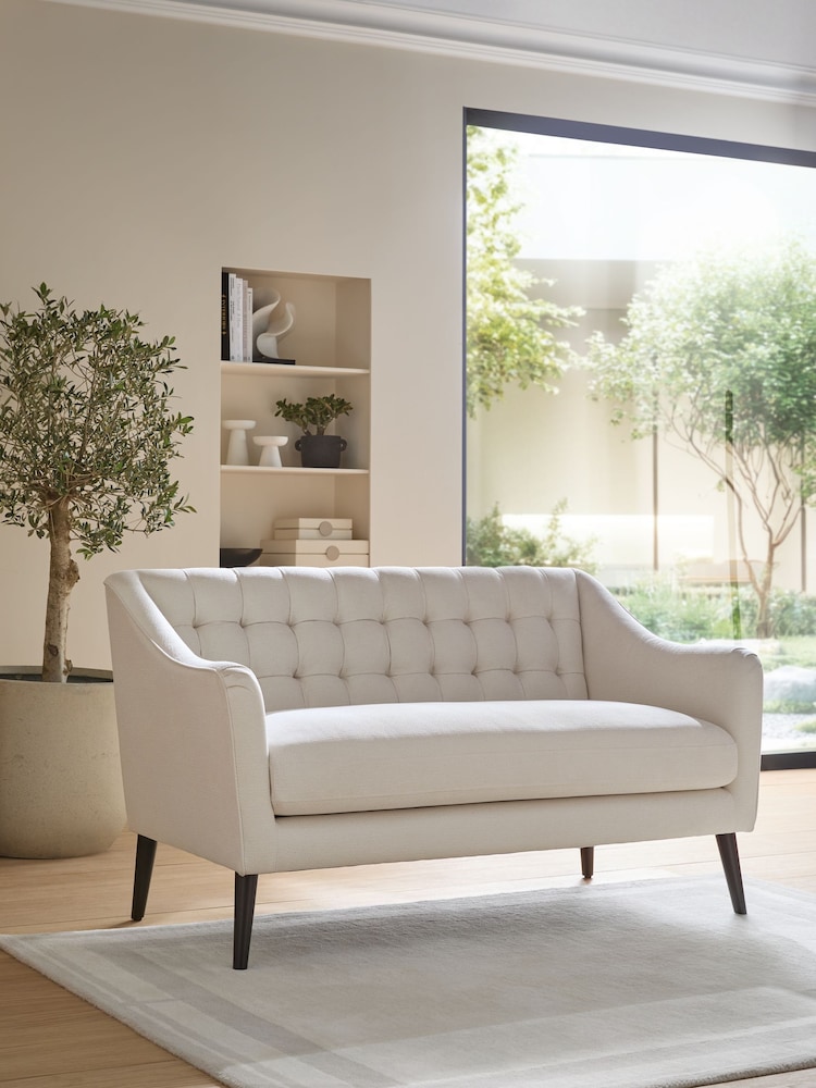 Sosandar Ivory Textured Chenille Amalfi 2 Seater Sofa - Image 1 of 6