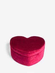 Rockett St George Deep Cherry Red Luxe Needlecord Velvet Heart Large Footstool with Storage - Image 1 of 6