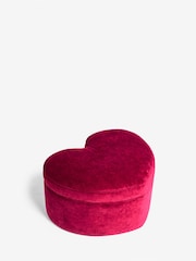 Rockett St George Deep Cherry Red Luxe Needlecord Velvet Heart Large Footstool with Storage - Image 3 of 6