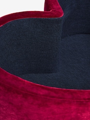 Rockett St George Deep Cherry Red Luxe Needlecord Velvet Heart Large Footstool with Storage - Image 5 of 6