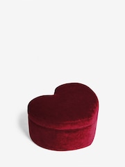 Rockett St George Deep Cherry Red Luxe Needlecord Velvet Heart Large Footstool with Storage - Image 7 of 9