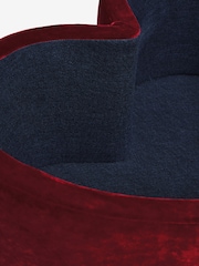 Rockett St George Deep Cherry Red Luxe Needlecord Velvet Heart Large Footstool with Storage - Image 8 of 9