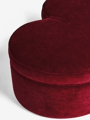 Rockett St George Deep Cherry Red Luxe Needlecord Velvet Heart Large Footstool with Storage - Image 9 of 9