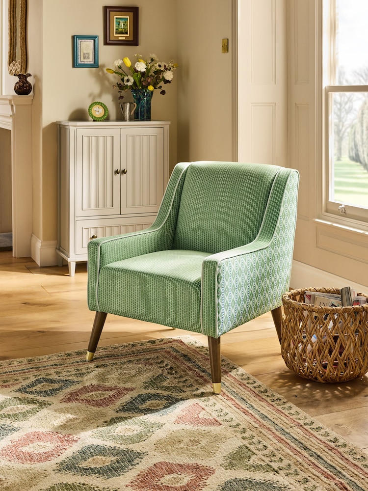 Nina Campbell Green Ikat Diamonds Rosebury Accent Chair - Image 1 of 8