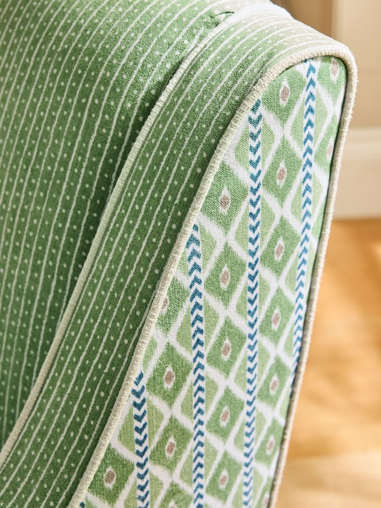 Nina Campbell Green Ikat Diamonds Rosebury Accent Chair - Image 2 of 8