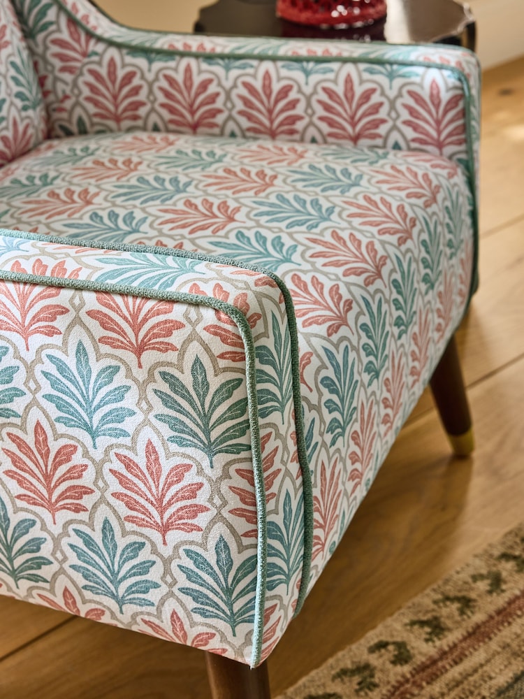 Nina Campbell Hawthorn Trellis Red and Teal Rosebury Accent Chair - Image 2 of 9