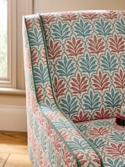 Nina Campbell Hawthorn Trellis Red and Teal Rosebury Accent Chair - Image 4 of 9