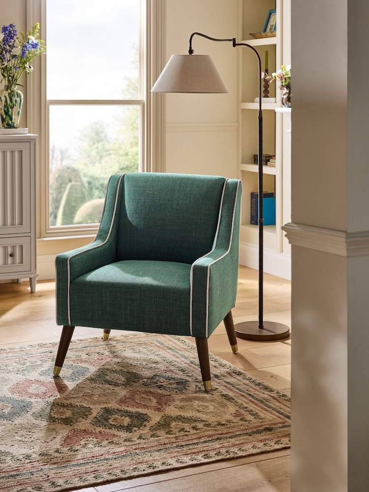 Nina Campbell Dark Teal Blue Carmel Rosebury Accent Chair - Image 1 of 8