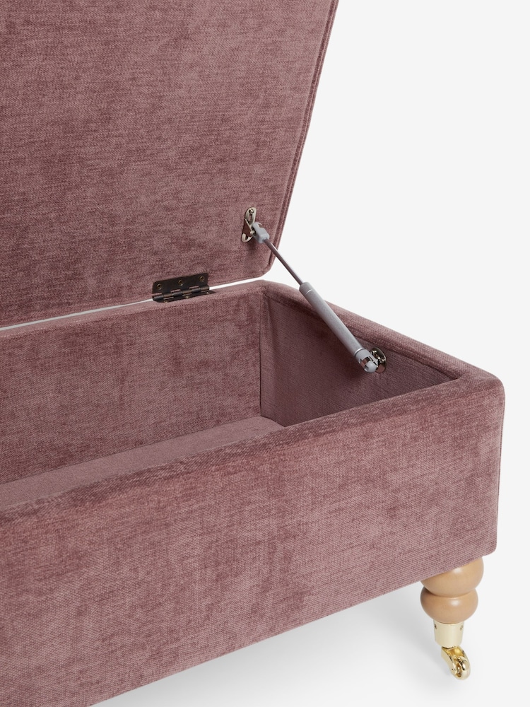 Laura Ashley Stretton Chenille Dusky Plum Purple Ropsley Storage Ottoman Bench - Image 8 of 8
