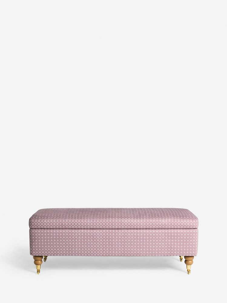 Laura Ashley Claudina Geo Plum Purple Clipsham Storage Ottoman Bench - Image 1 of 5