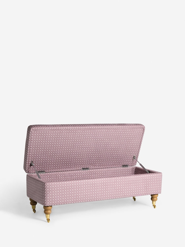Laura Ashley Claudina Geo Plum Purple Clipsham Storage Ottoman Bench - Image 2 of 5