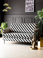 Rockett St George Studio Stripe Velvet Sand and Black The Edie 2 Seater Sofa - Image 1 of 6