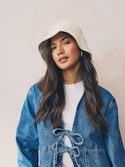 Stone Linen Blend Bucket Hat - Image 1 of 5