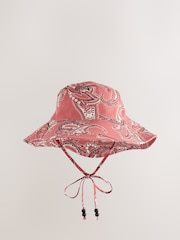 Red Paisley Print Wide Brim Bucket Hat - Image 3 of 5
