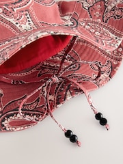 Red Paisley Print Wide Brim Bucket Hat - Image 4 of 5