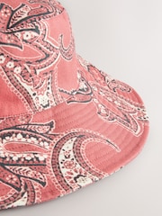 Red Paisley Print Wide Brim Bucket Hat - Image 5 of 5