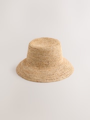 Neutral Flat Top Straw Bucket Hat - Image 5 of 7