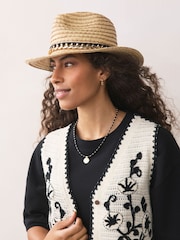 Neutral Chain Trim Panama Hat - Image 1 of 4