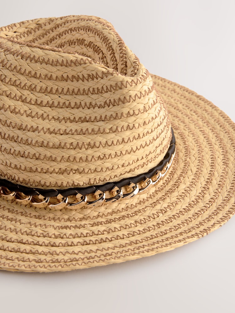 Neutral Chain Trim Panama Hat - Image 3 of 4