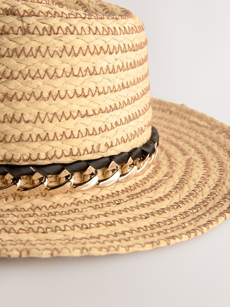 Neutral Chain Trim Panama Hat - Image 4 of 4
