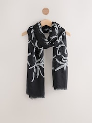 Black/White Embroidered Lightweight Scarf - Image 4 of 6