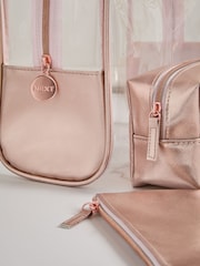 Set of 4 Rose Gold Clear Makeup Bags - Image 3 of 4