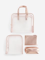 Set of 4 Rose Gold Clear Makeup Bags - Image 4 of 4