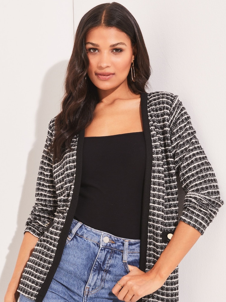 Lipsy Black/White Tipped Lightweight Carigan - Image 1 of 4