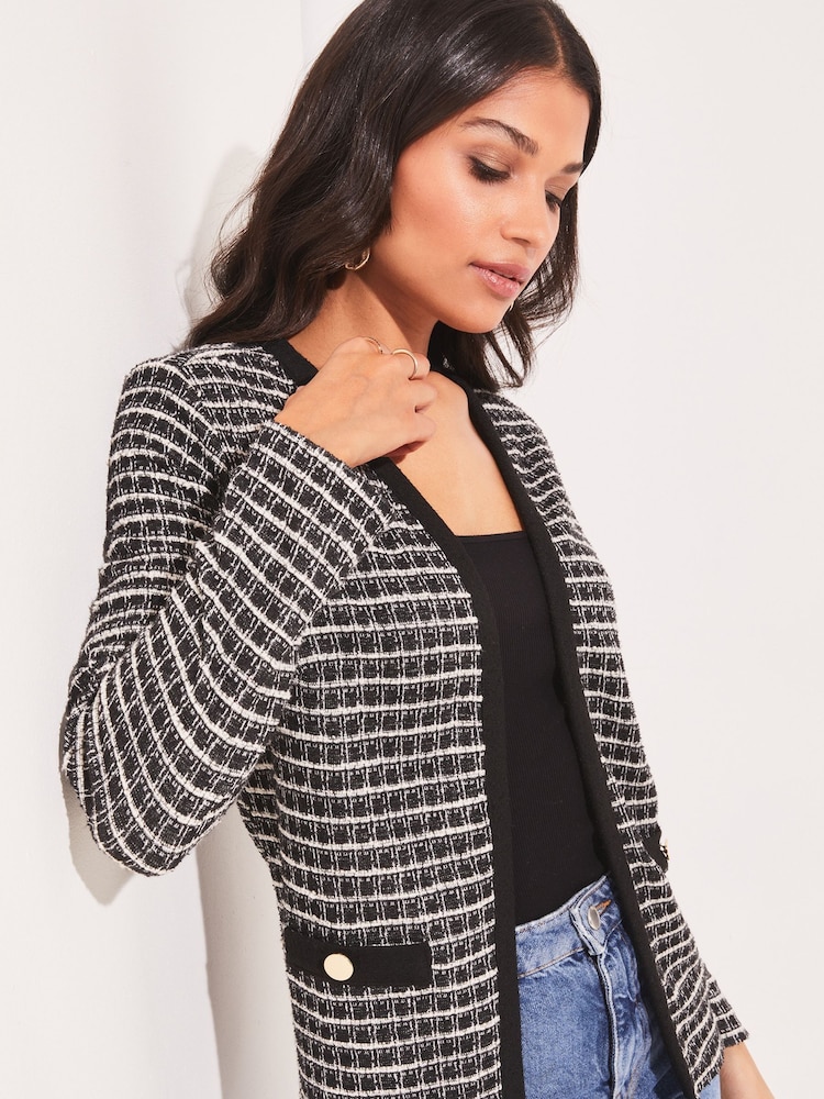 Lipsy Black/White Tipped Lightweight Carigan - Image 4 of 4