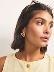 Gold Tone Swirl Stud Earrings - Image 2 of 5