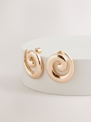 Gold Tone Swirl Stud Earrings - Image 4 of 5