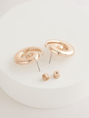 Gold Tone Swirl Stud Earrings - Image 5 of 5
