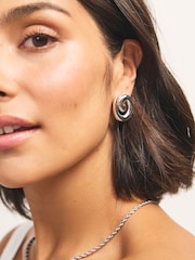 Silver Tone Swirl Stud Earrings - Image 1 of 5