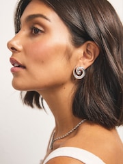 Silver Tone Swirl Stud Earrings - Image 2 of 5
