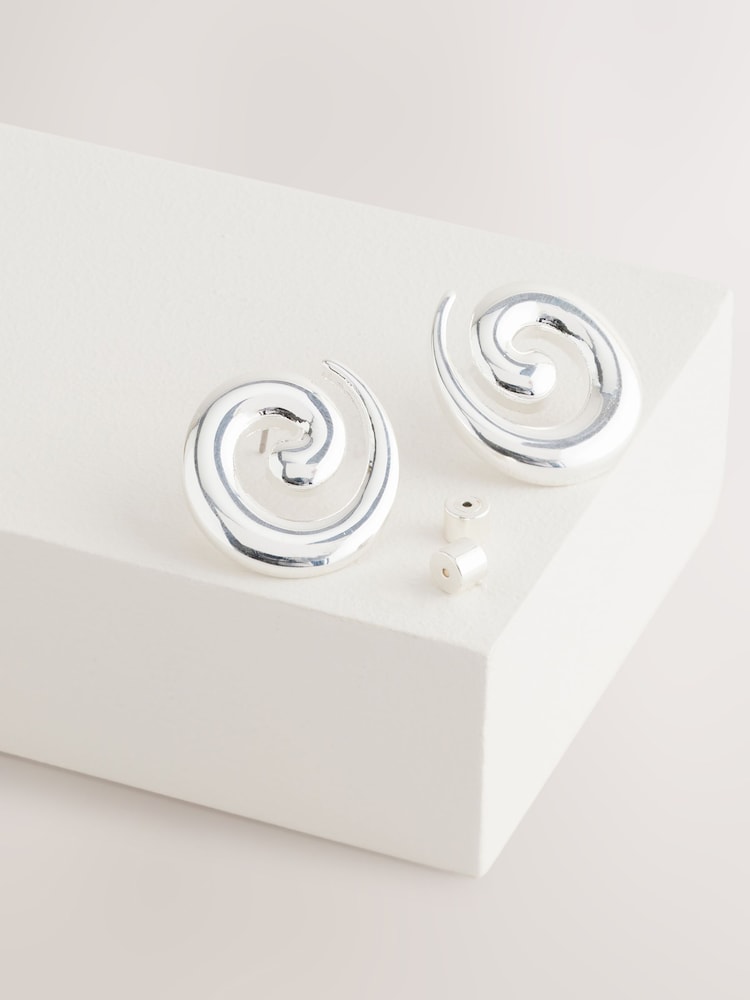 Tonalité argentée - Boucles d'oreilles Swirl Stud - Image 3 of 5