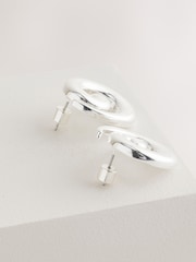 Silver Tone Swirl Stud Earrings - Image 4 of 5