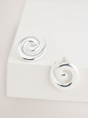 Silver Tone Swirl Stud Earrings - Image 5 of 5