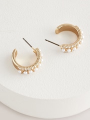 Gold Tone Sparkle Hoop Earrings And Ear Cuff Pack - Image 2 of 5